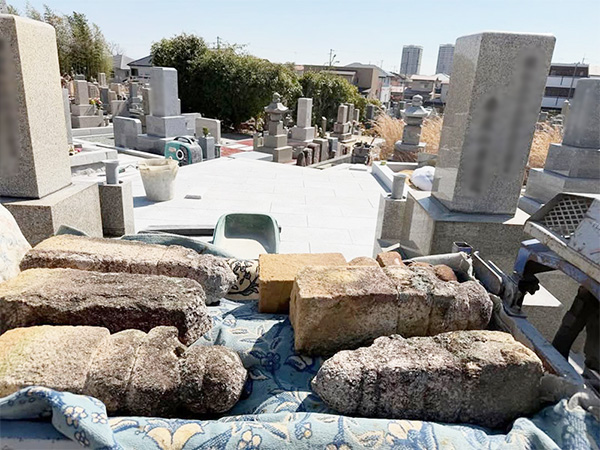 宝塚市の川面墓地にて、墓石の新規建立およびお墓の移設工事